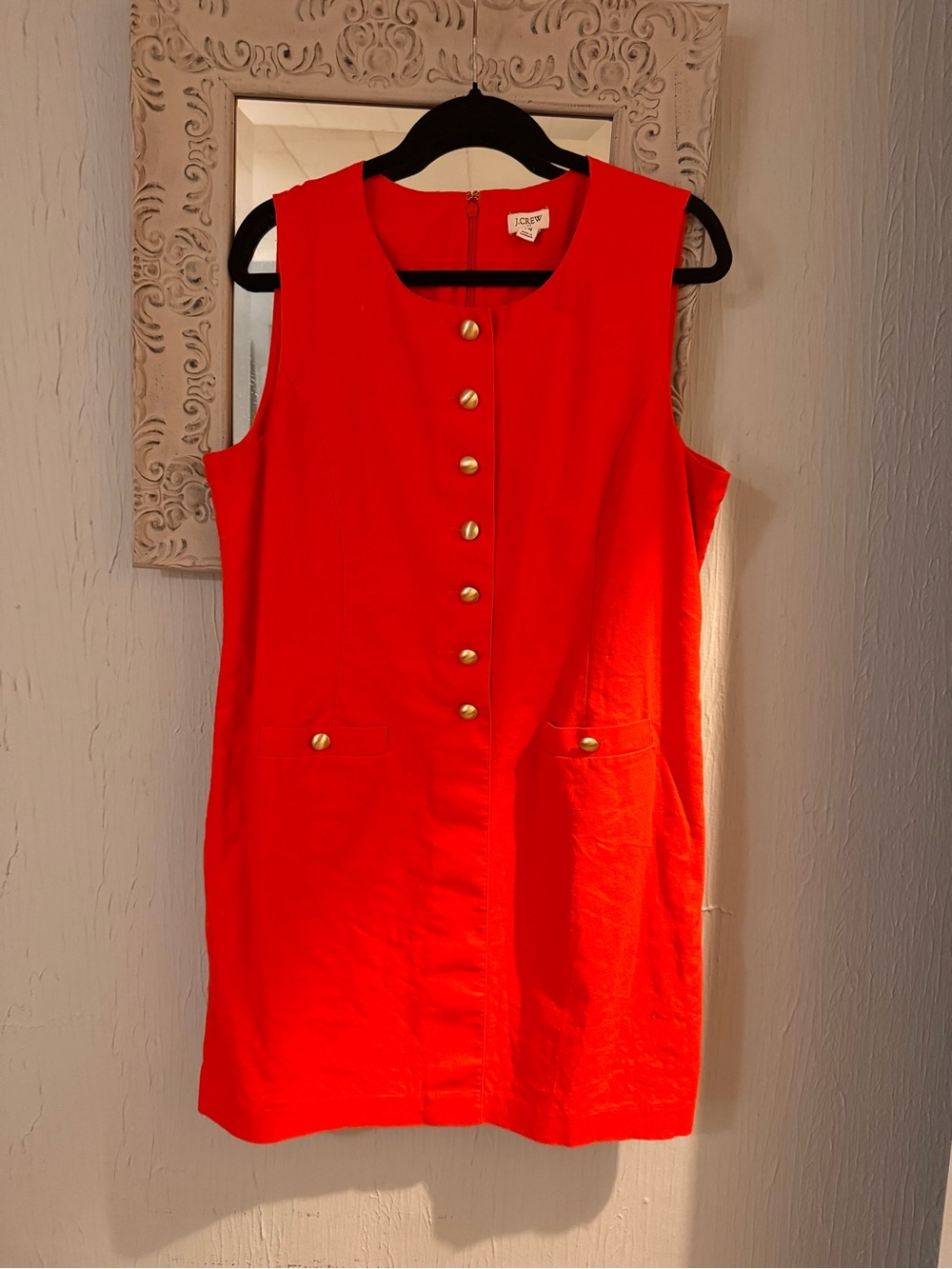 J. Crew Factory Red Sleeveless Button-Front Mini Dress
